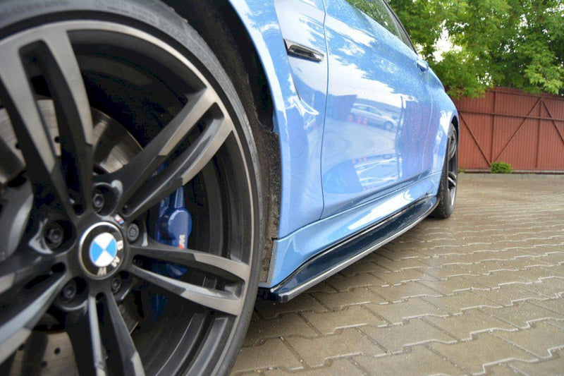 Maxton Side Skirts Diffusers BMW M4 F82/F83 (2014-20) In Gloss Black-R44 Performance
