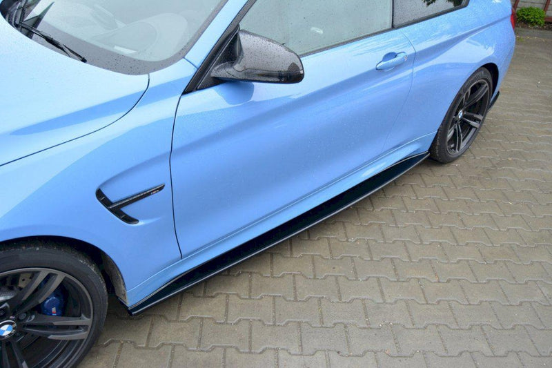 Maxton Side Skirts Diffusers BMW M4 F82/F83 (2014-20) In Gloss Black-R44 Performance