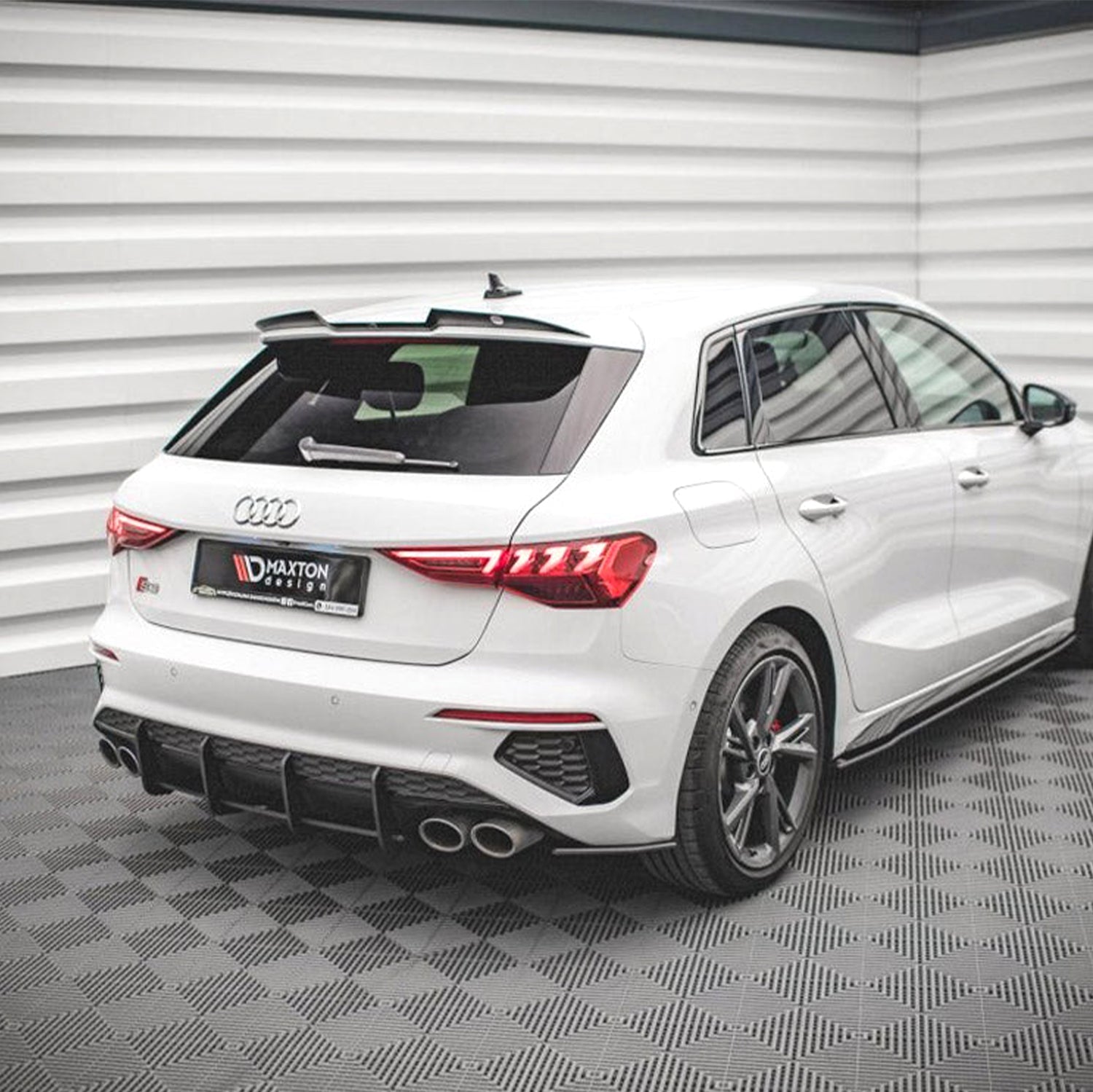 Maxton Spoiler Cap V.1 Audi RS3 / S3 / A3 S-Line Sportback 8Y (2020-) in Gloss Black-R44 Performance