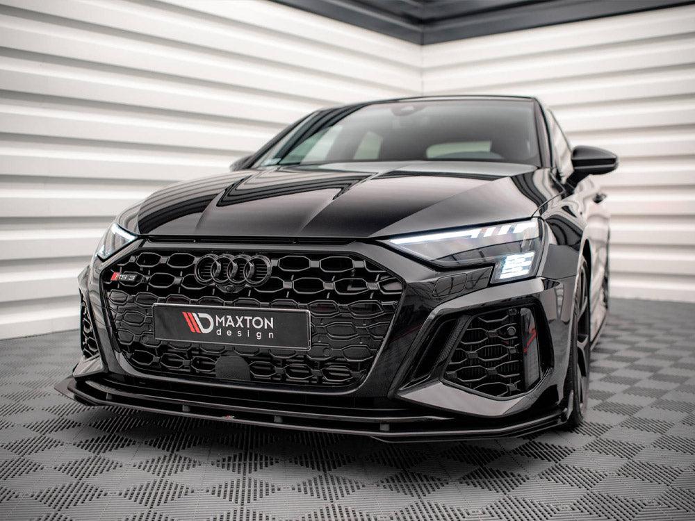 Maxton Street Pro Front Splitter V.1 (+Flaps) Audi RS3 Sportback 8Y (2020-) in Black-R44 Performance