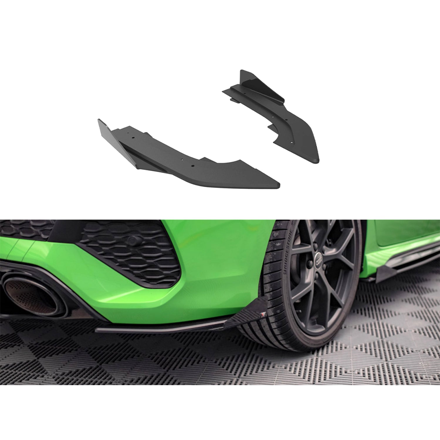 Maxton Street Pro Rear Side Splitters (+Flaps) for Audi RS3 Sedan 8Y (2020-)-R44 Performance