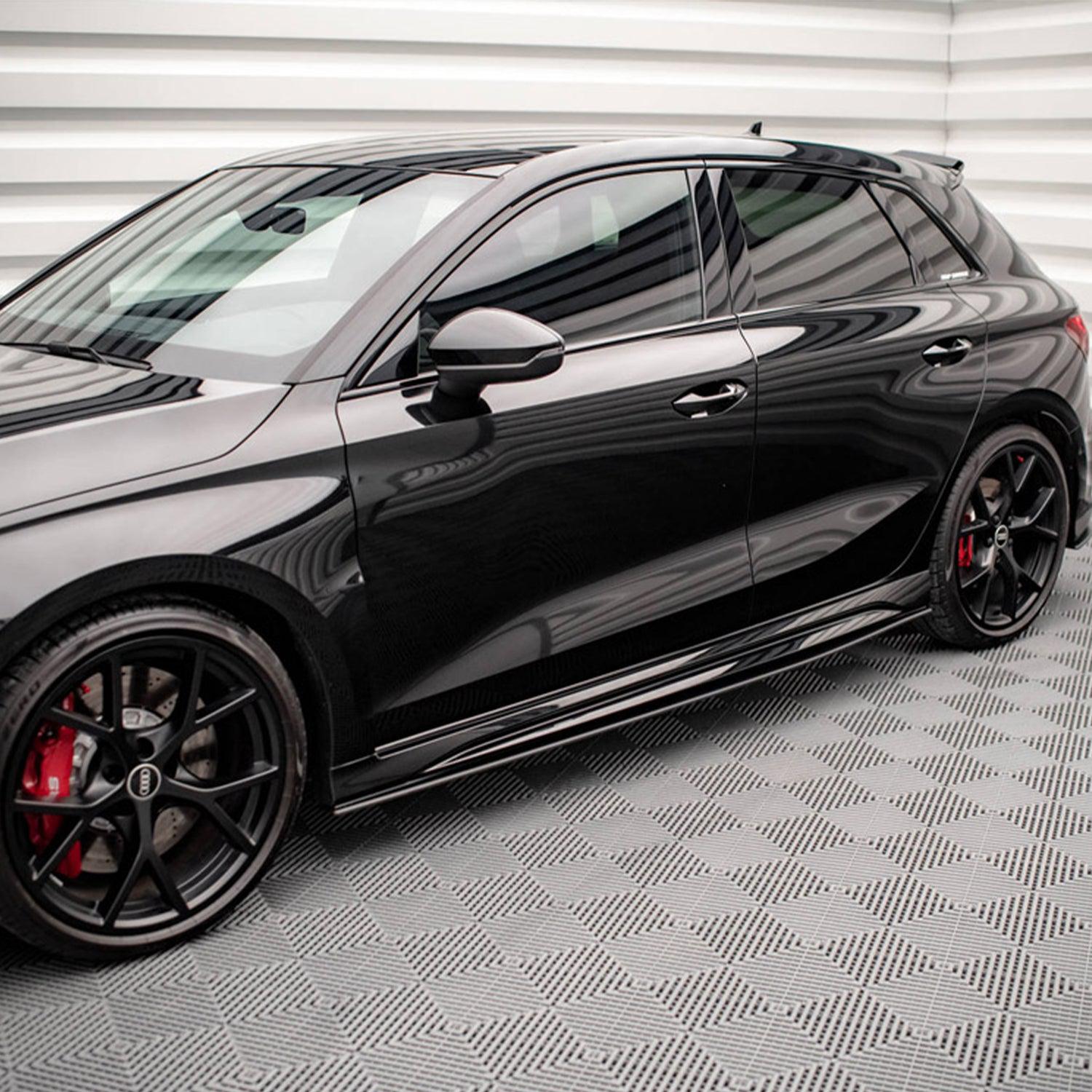 Maxton Street Pro Side Skirts Diffusers AUDI RS3 Sportback 8Y (2020-) in Black-R44 Performance