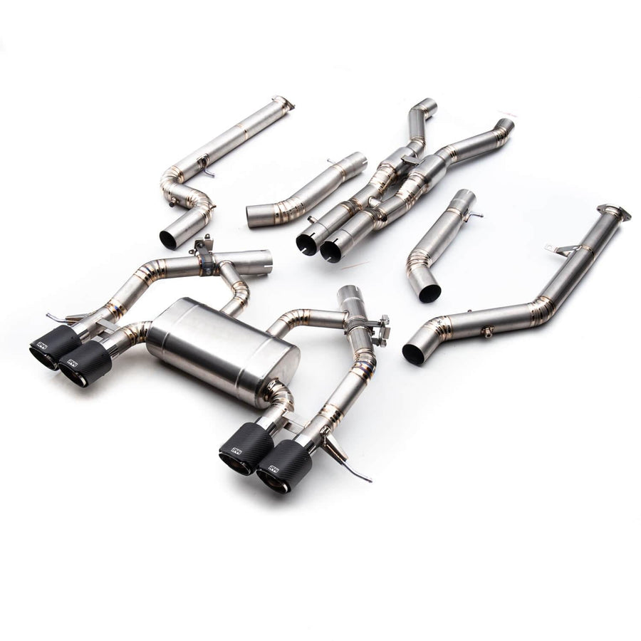 R44 BMW M3/M4 Race Exhaust Cat-Back System In Titanium - Carbon tips (G80/G82/G83)-R44 Performance
