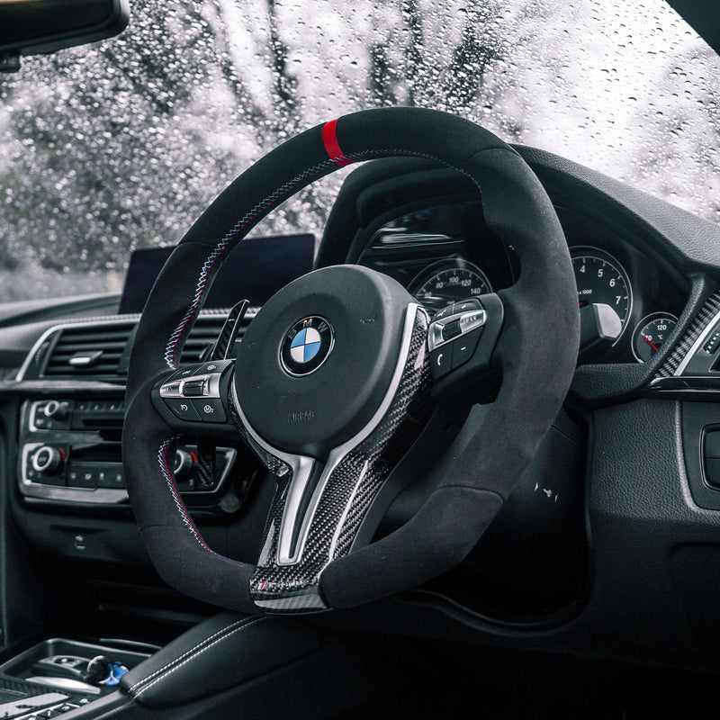 SHFT BMW F Series Flat Bottom Steering Wheel In Alcantara With Red Stripe-R44 Performance