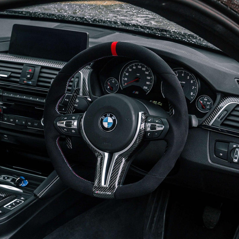 SHFT BMW F Series Flat Bottom Steering Wheel In Alcantara With Red Stripe-R44 Performance
