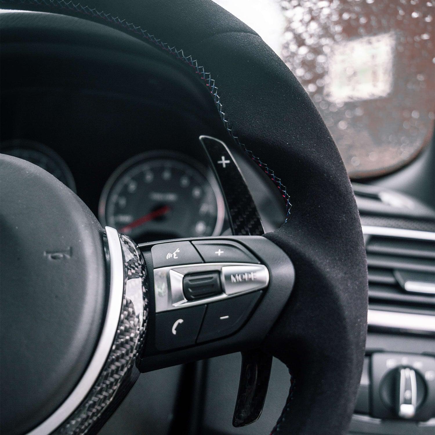 SHFT BMW F Series Flat Bottom Steering Wheel In Alcantara With Red Stripe-R44 Performance