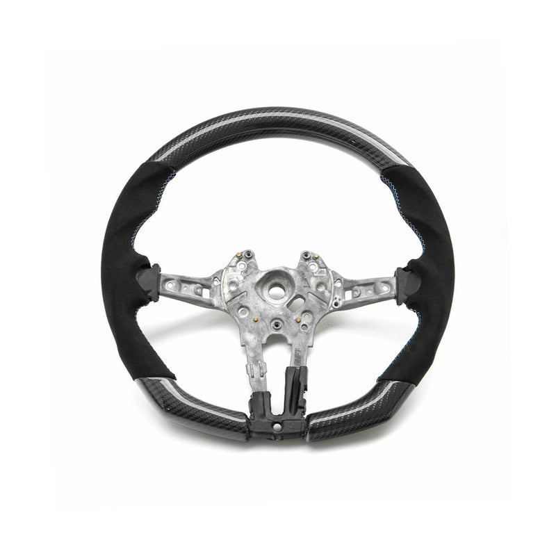 SHFT BMW F Series Flat Bottom Steering Wheel In Gloss Carbon Fibre & Alcantara-R44 Performance