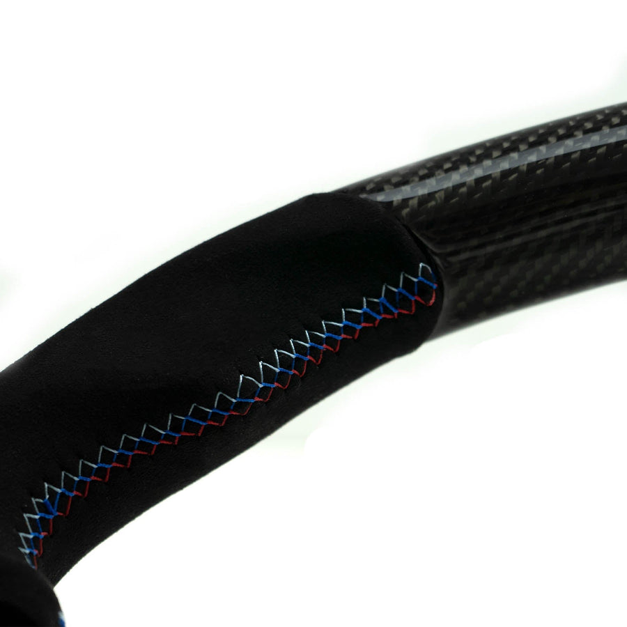 SHFT BMW F Series Flat Bottom Steering Wheel In Gloss Carbon Fibre & Alcantara-R44 Performance