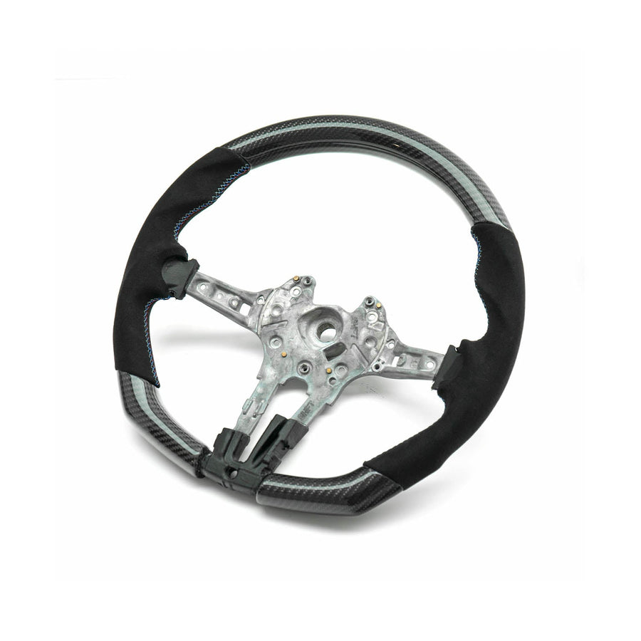 SHFT BMW F Series Flat Bottom Steering Wheel In Gloss Carbon Fibre & Alcantara-R44 Performance