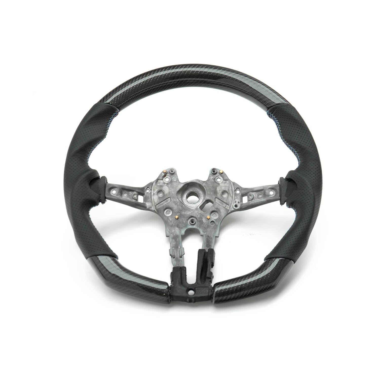 SHFT BMW F Series Flat Bottom Steering Wheel In Gloss Carbon & Perforated Leather-R44 Performance