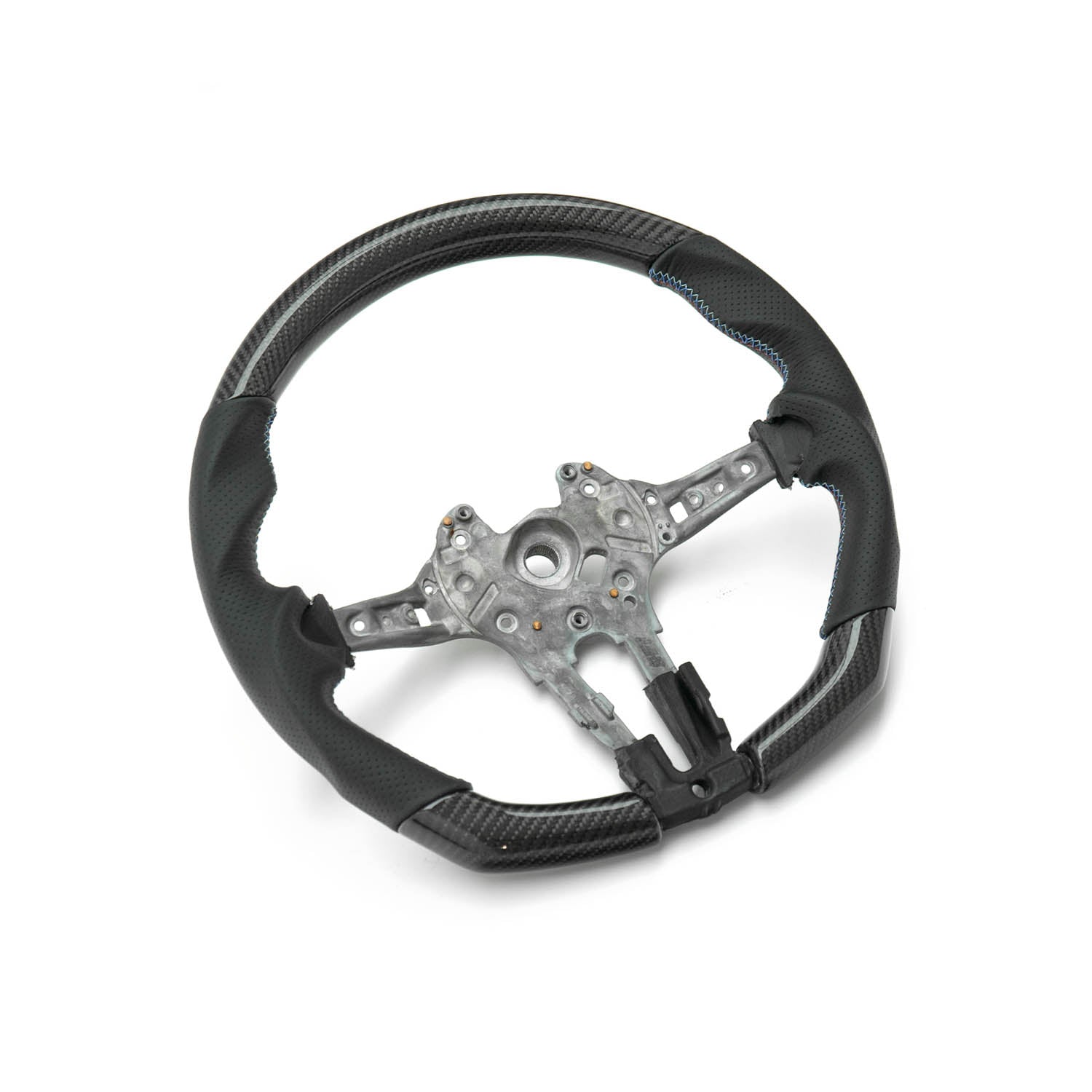 SHFT BMW F Series Flat Bottom Steering Wheel In Gloss Carbon & Perforated Leather-R44 Performance