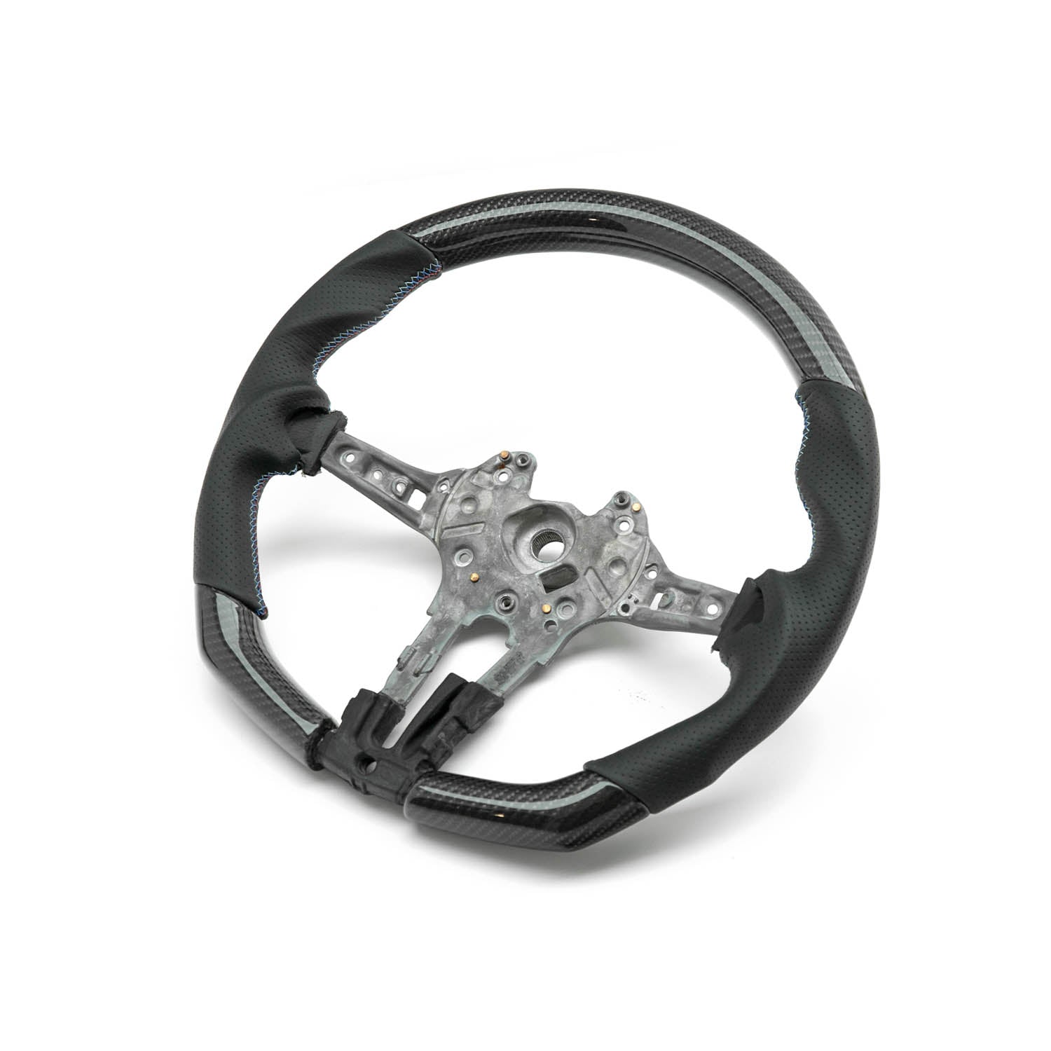 SHFT BMW F Series Flat Bottom Steering Wheel In Gloss Carbon & Perforated Leather-R44 Performance