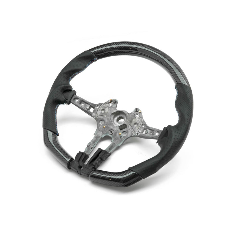 SHFT BMW F Series Flat Bottom Steering Wheel In Gloss Carbon & Perforated Leather-R44 Performance