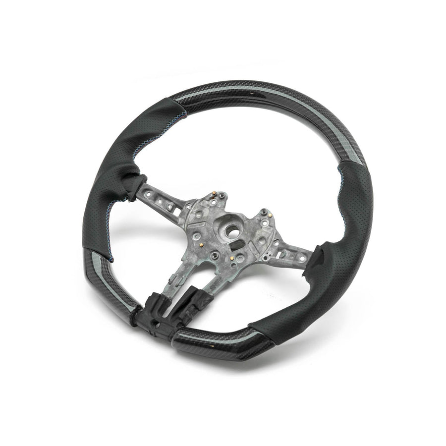 SHFT BMW F Series Flat Bottom Steering Wheel In Gloss Carbon & Perforated Leather-R44 Performance
