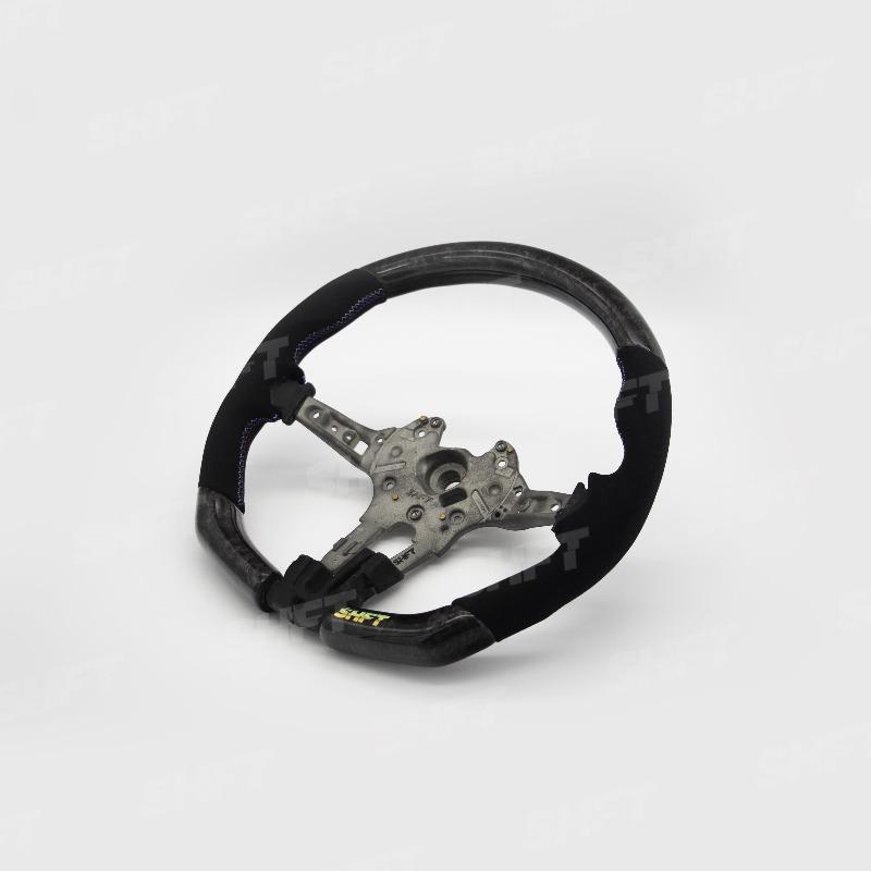 SHFT BMW F Series Flat Bottom Steering Wheel In Gloss Forged Carbon Fibre & Alcantara-R44 Performance