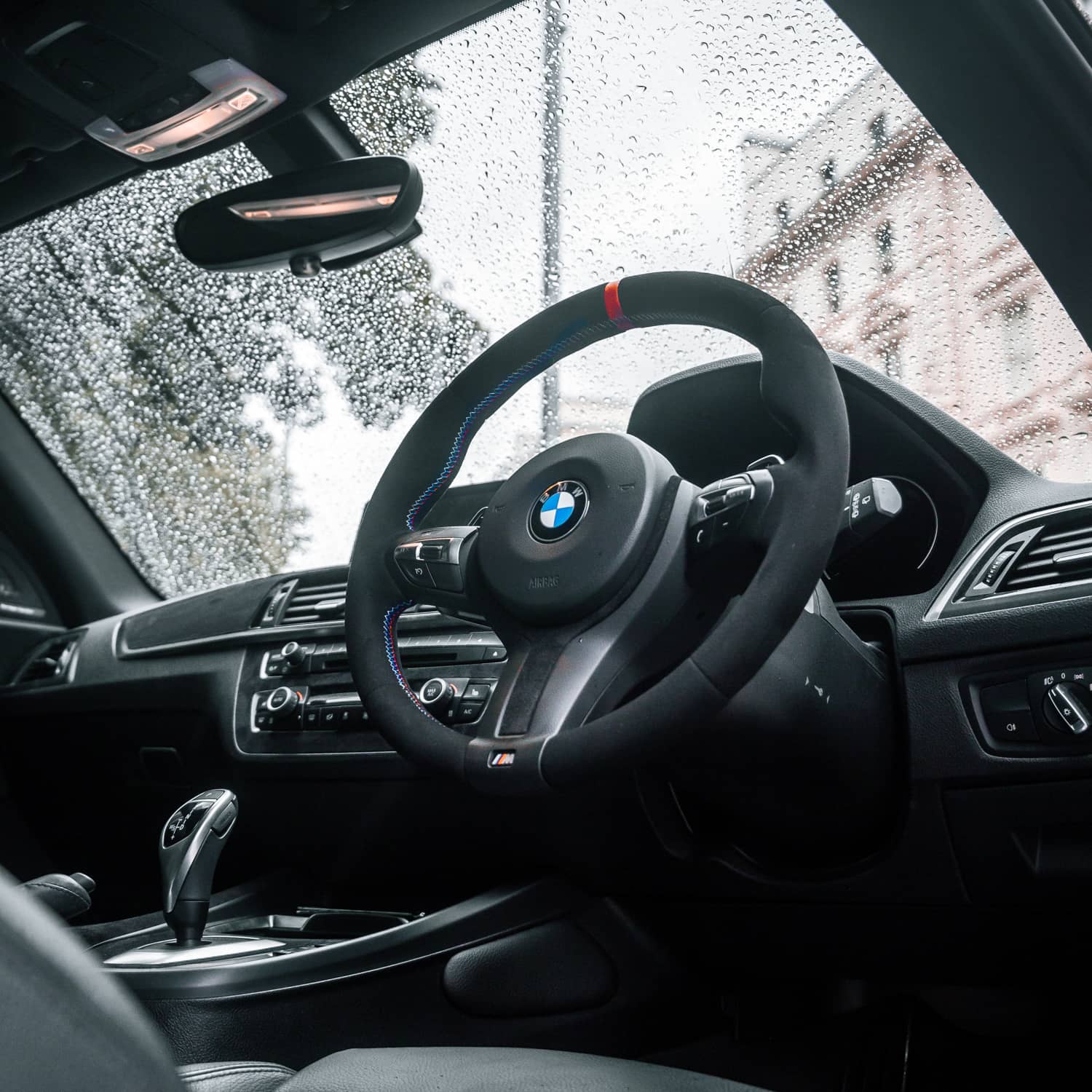 SHFT BMW F Series Round Steering Wheel In Alcantara With Red Stripe-R44 Performance