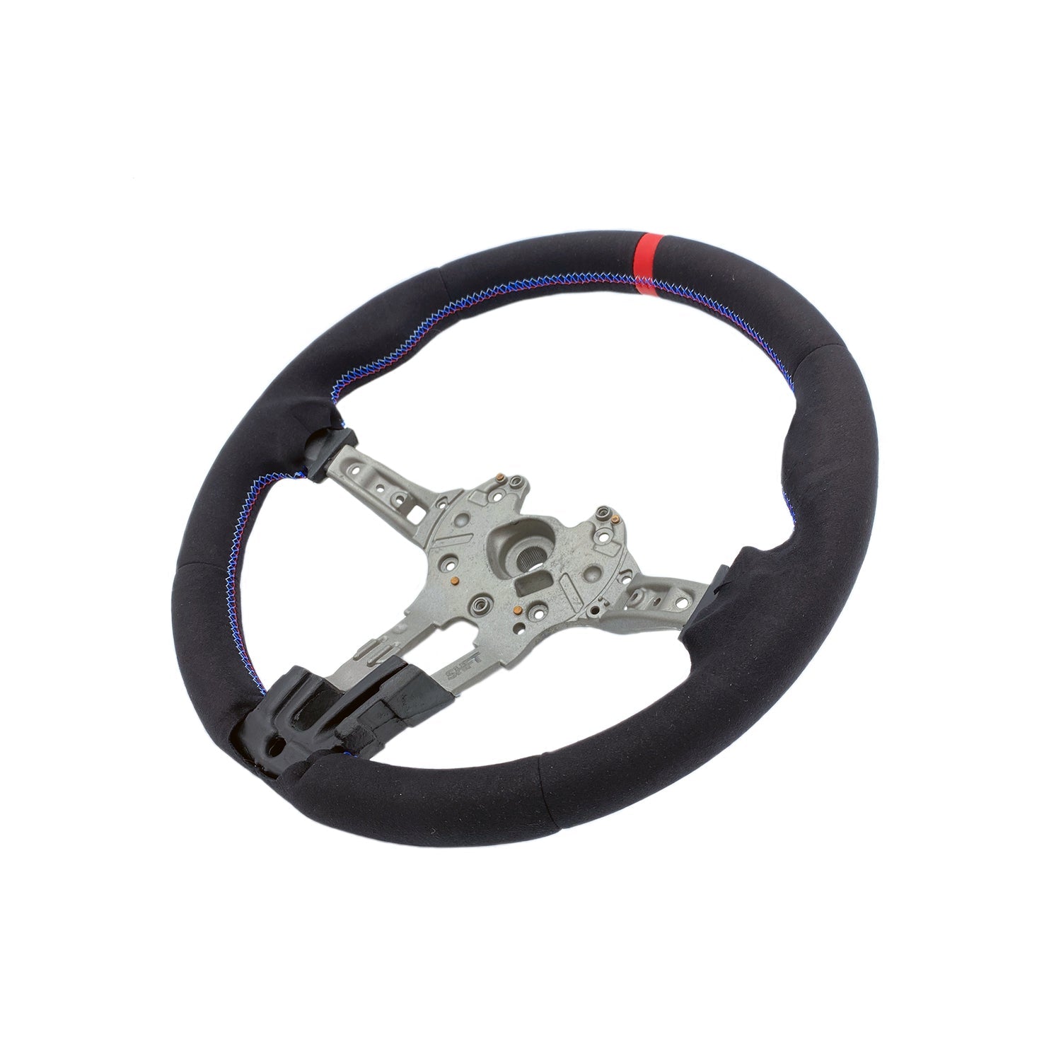 SHFT BMW F Series Round Steering Wheel In Alcantara With Red Stripe-R44 Performance