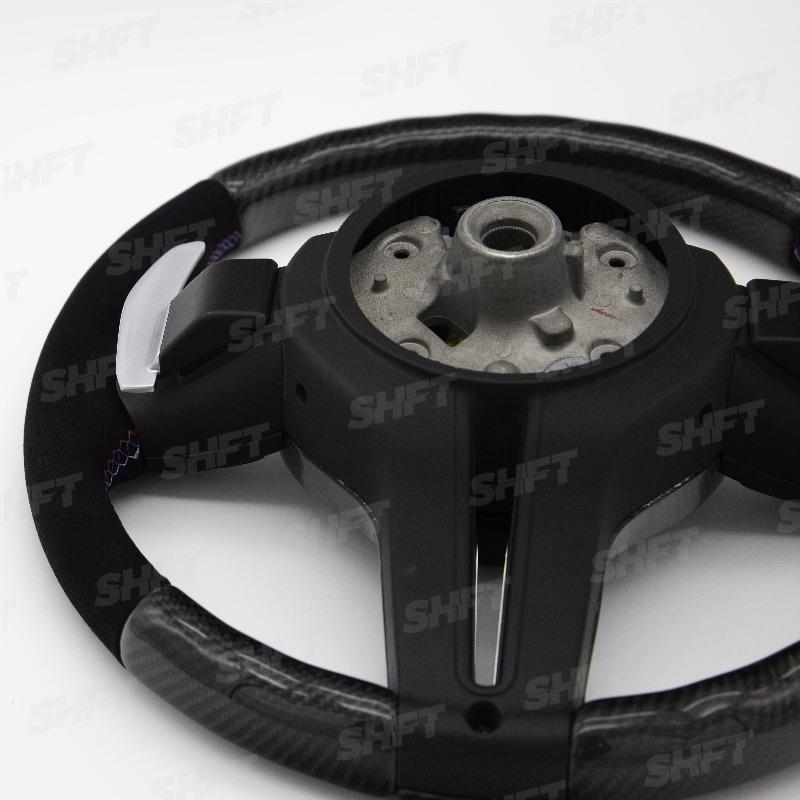 SHFT BMW F Series Round Steering Wheel In Gloss Carbon Fibre & Alcantara-R44 Performance