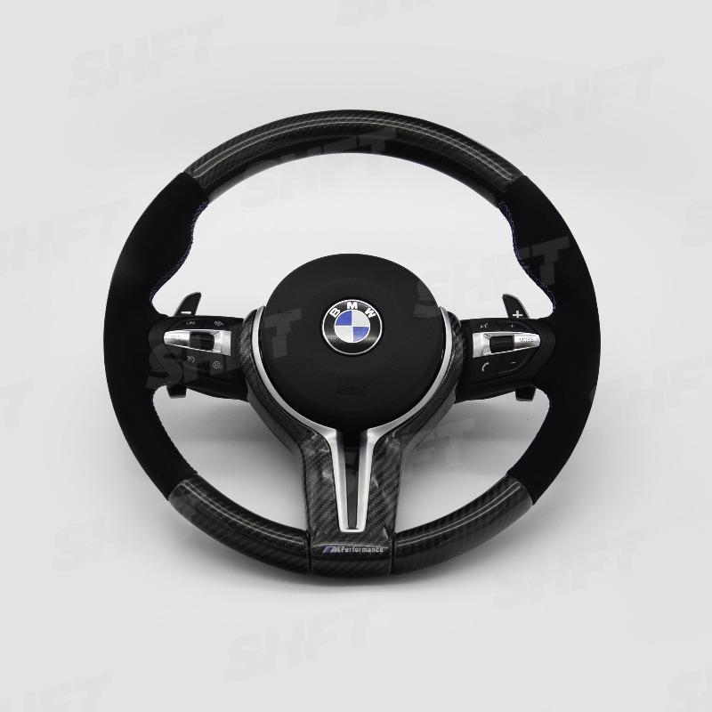 SHFT BMW F Series Round Steering Wheel In Gloss Carbon Fibre & Alcantara-R44 Performance