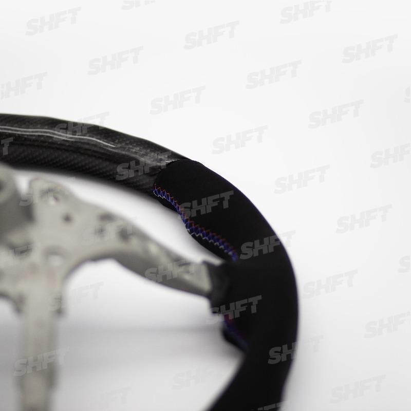 SHFT BMW F Series Round Steering Wheel In Gloss Carbon Fibre & Alcantara-R44 Performance