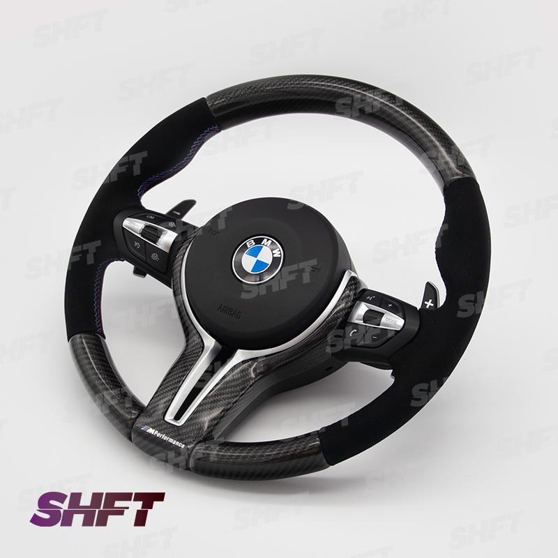 SHFT BMW F Series Round Steering Wheel In Gloss Carbon Fibre & Alcantara-R44 Performance