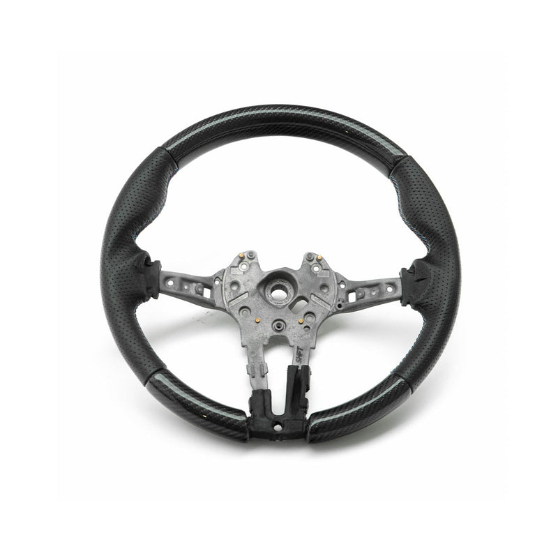 SHFT BMW F Series Round Steering Wheel In Gloss Carbon Fibre & Perforated Leather-R44 Performance