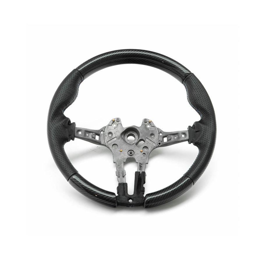 SHFT BMW F Series Round Steering Wheel In Gloss Carbon Fibre & Perforated Leather-R44 Performance