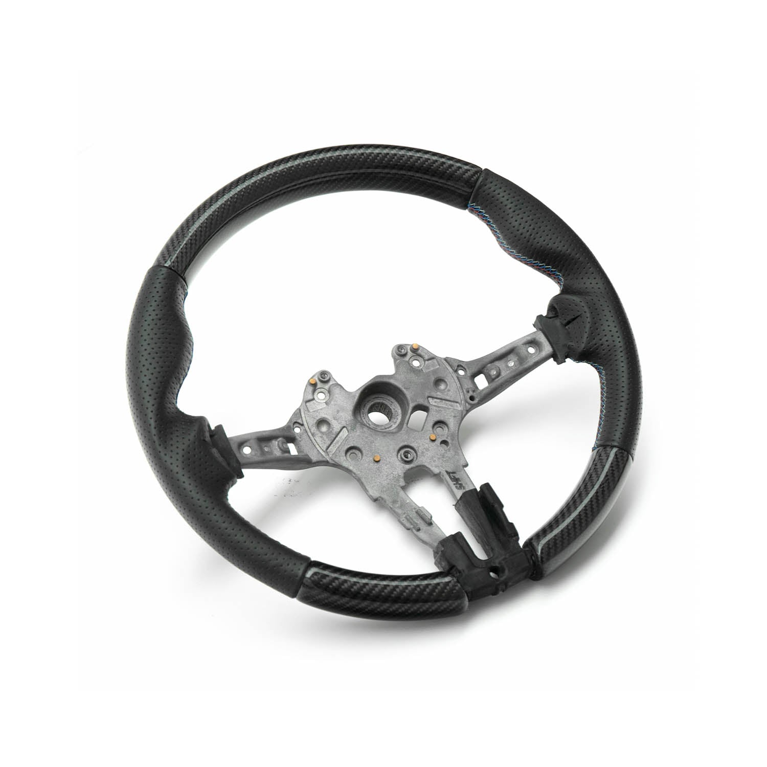 SHFT BMW F Series Round Steering Wheel In Gloss Carbon Fibre & Perforated Leather-R44 Performance