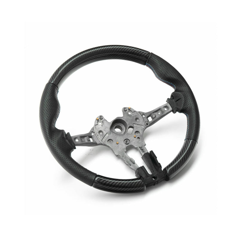 SHFT BMW F Series Round Steering Wheel In Gloss Carbon Fibre & Perforated Leather-R44 Performance