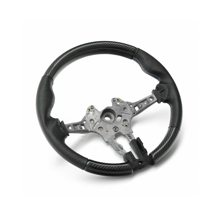 SHFT BMW F Series Round Steering Wheel In Gloss Carbon Fibre & Perforated Leather-R44 Performance