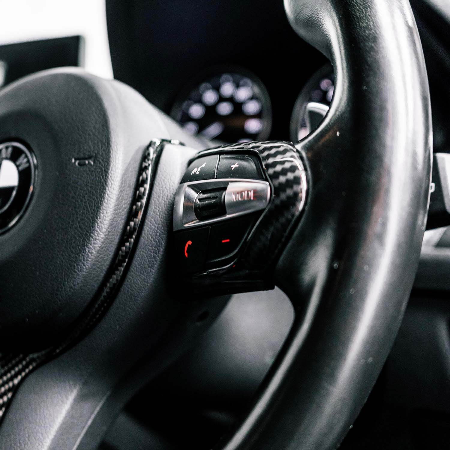 SHFT BMW F Series Steering Wheel Button Trim In Gloss Carbon Fibre Look-R44 Performance