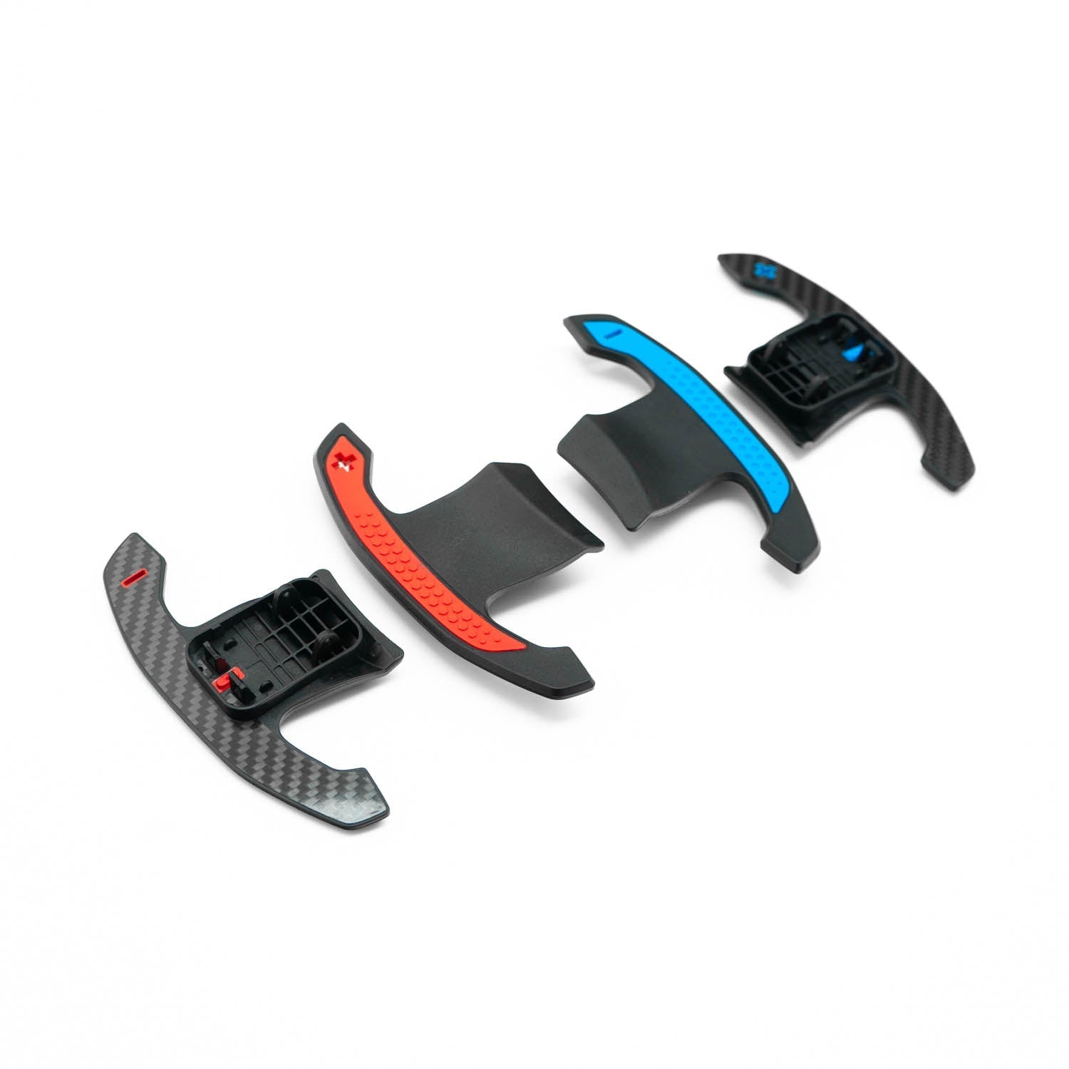 SHFT BMW G8X Style Automatic Paddle Shifters With Blue Details In Gloss Carbon Fibre (F Series & G Series)-R44 Performance