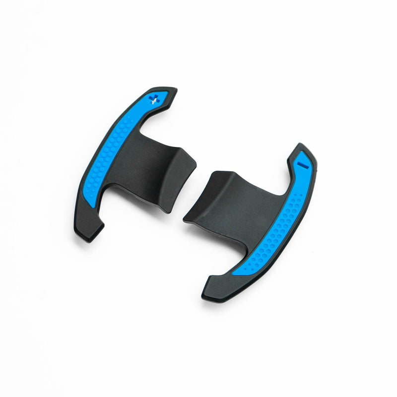 SHFT BMW G8X Style Automatic Paddle Shifters With Blue Details In Gloss Carbon Fibre (F Series & G Series)-R44 Performance