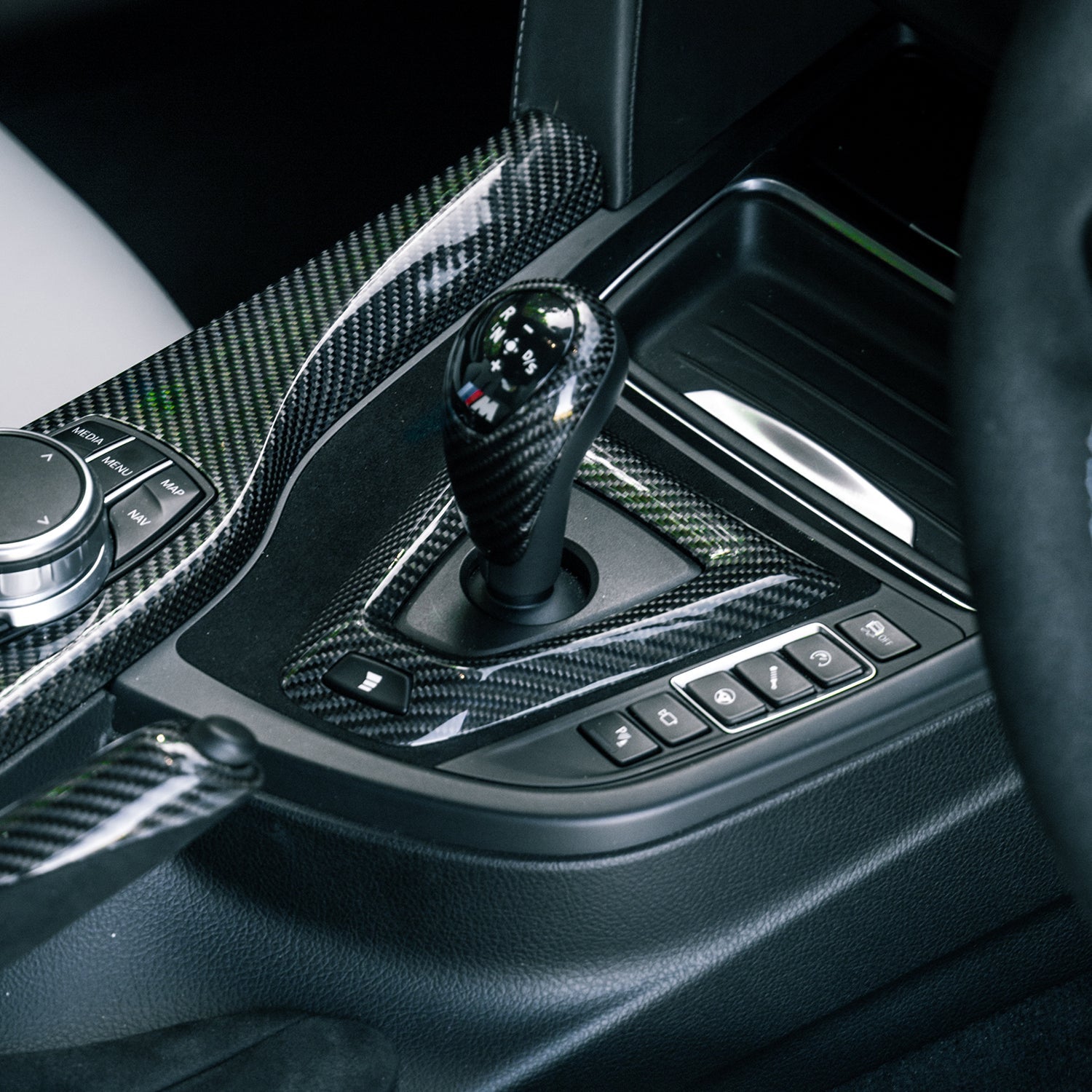 SHFT BMW M DCT Gearbox Base Trim Cover In Gloss Carbon Fibre (RHD)-R44 Performance