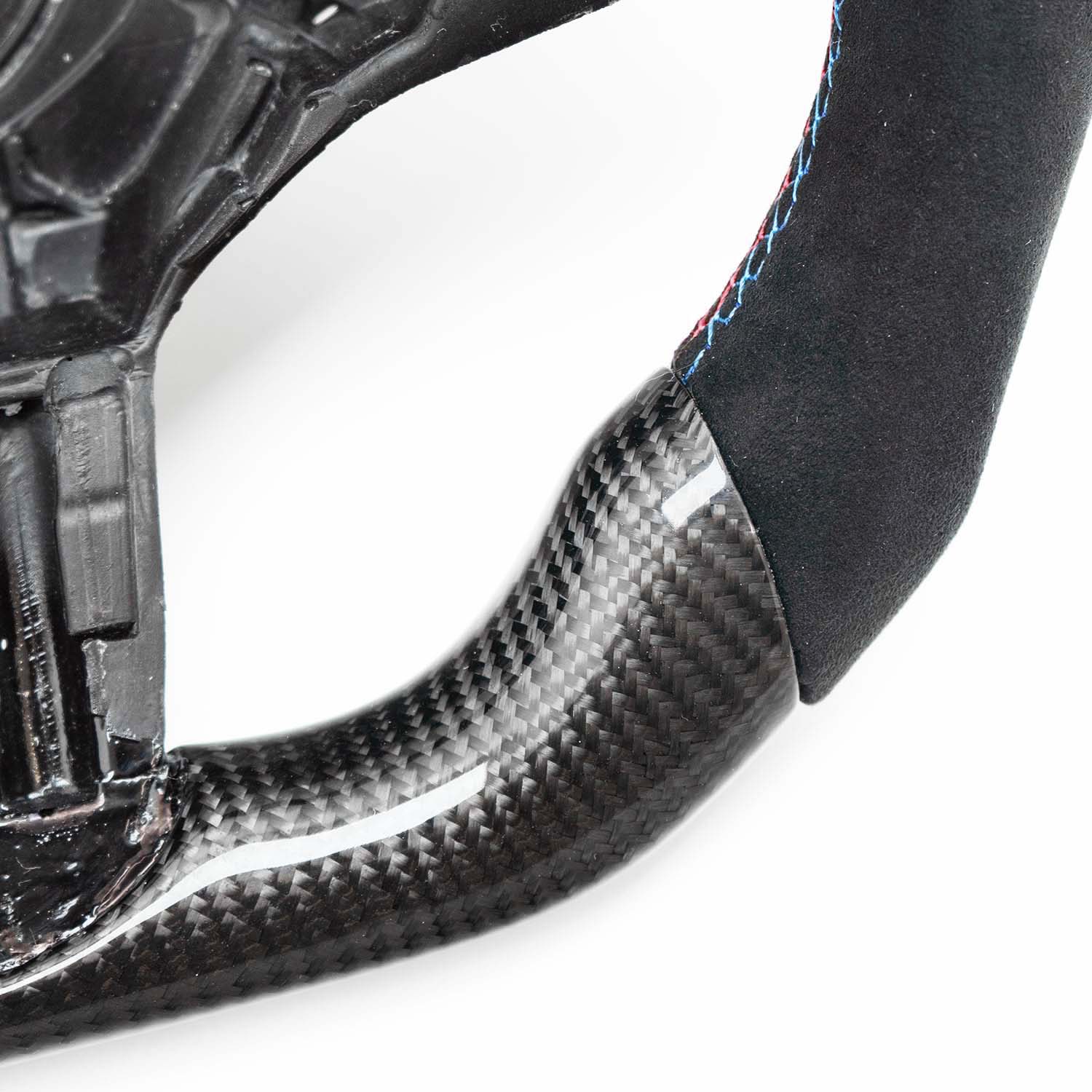 SHFT BMW M3/M4 Flat Bottom Steering Wheel In Gloss Carbon Fibre & Alcantara With LED Display (G80/G82/G83)-R44 Performance