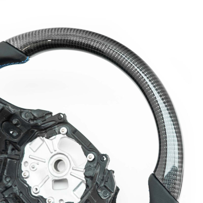 SHFT BMW M3/M4 Flat Bottom Steering Wheel In Gloss Carbon Fibre & Leather (G80/G82/G83)-R44 Performance