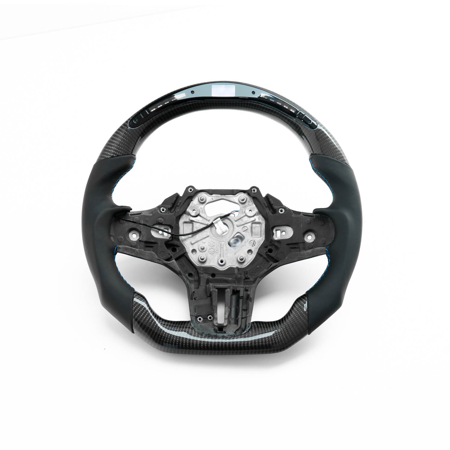 SHFT BMW M3/M4/M240i Flat Bottom Steering Wheel In Gloss Carbon Fibre & Leather With LED Display (G80/G82/G83/G42)-R44 Performance
