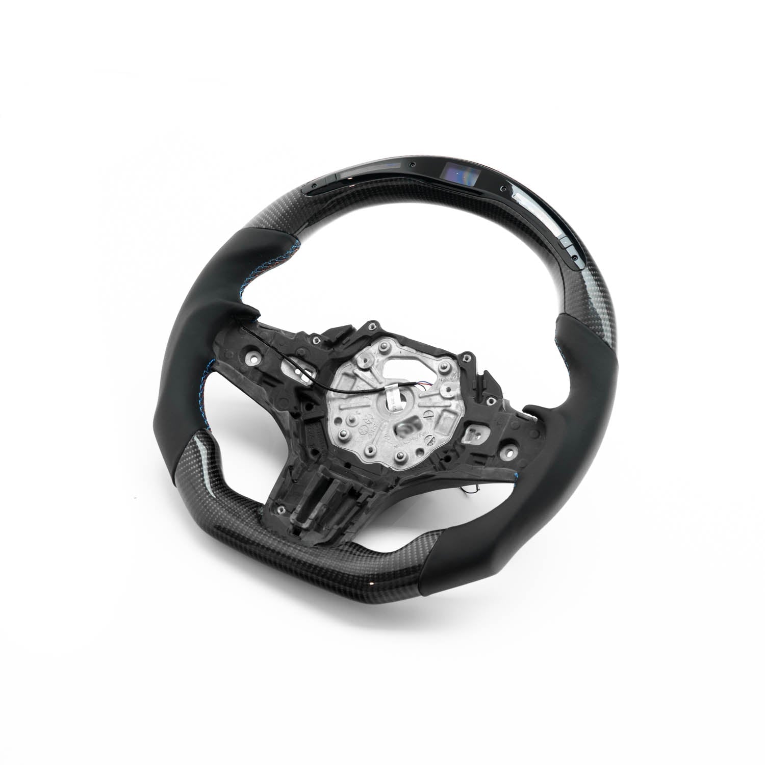 SHFT BMW M3/M4/M240i Flat Bottom Steering Wheel In Gloss Carbon Fibre & Leather With LED Display (G80/G82/G83/G42)-R44 Performance