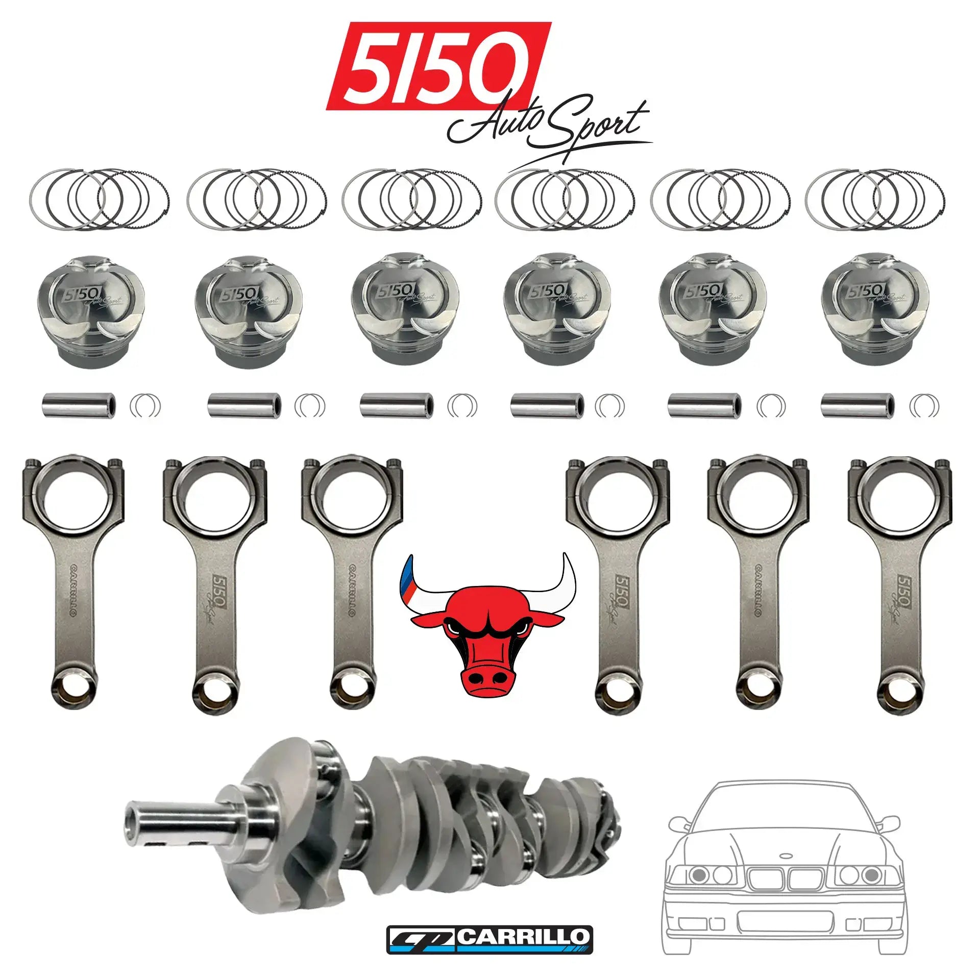 BMW M50 M52 S50 S52 Stroker Kit with CP-Carrillo Forged Internals