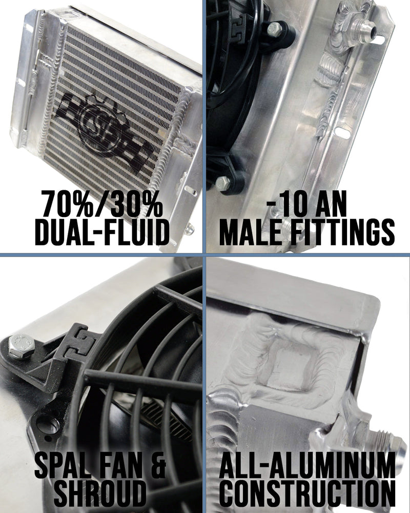 CSF 13.8in x 10in Dual Fluid Bar & Plate HD Oil Cooler w/9in SPAL Fan