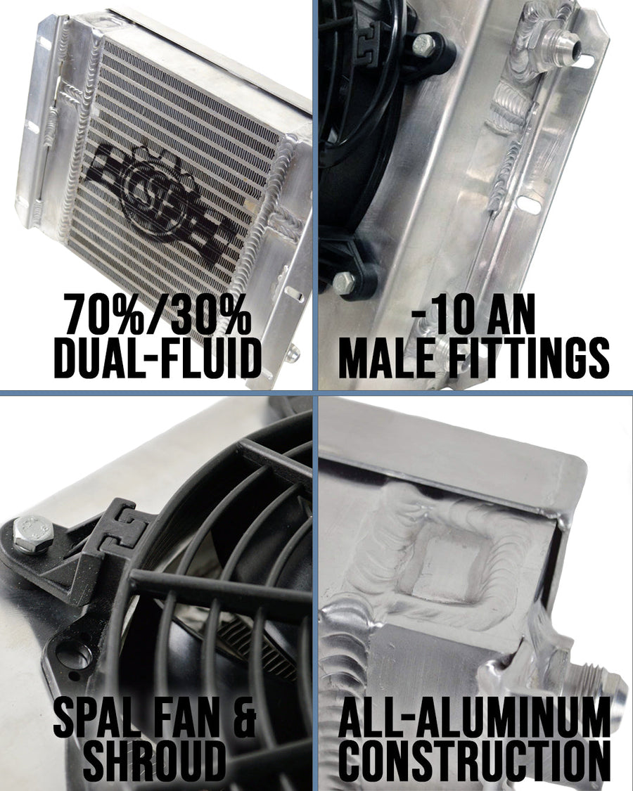 CSF 13.8in x 10in Dual Fluid Bar & Plate HD Oil Cooler w/9in SPAL Fan