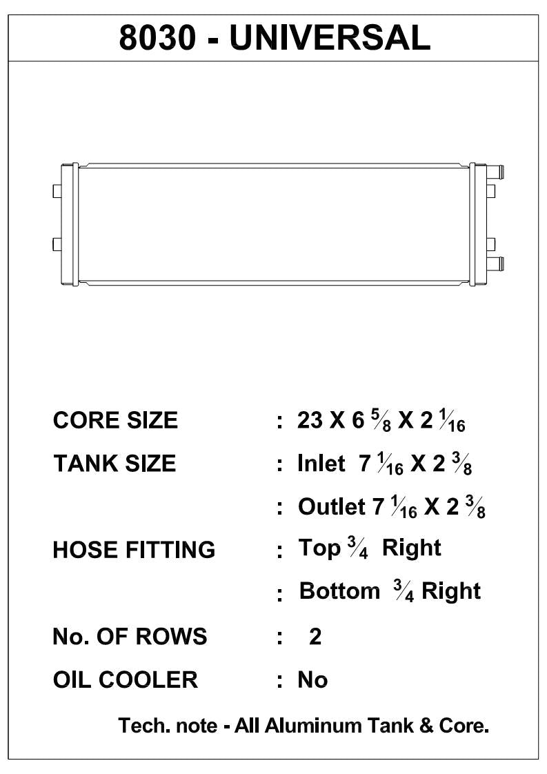 CSF Dual-Pass Cross Flow Heat Exchanger with 3/4" slip-on connections