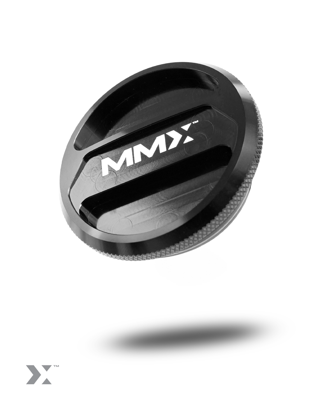 MMX gloss black billet washer fluid filler cap for G Series BMW engine bay
