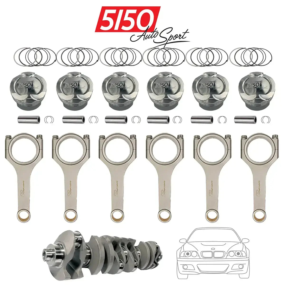 3.5L Stroker Crank Pistons and Rods for BMW E46 M3 S54 Engines