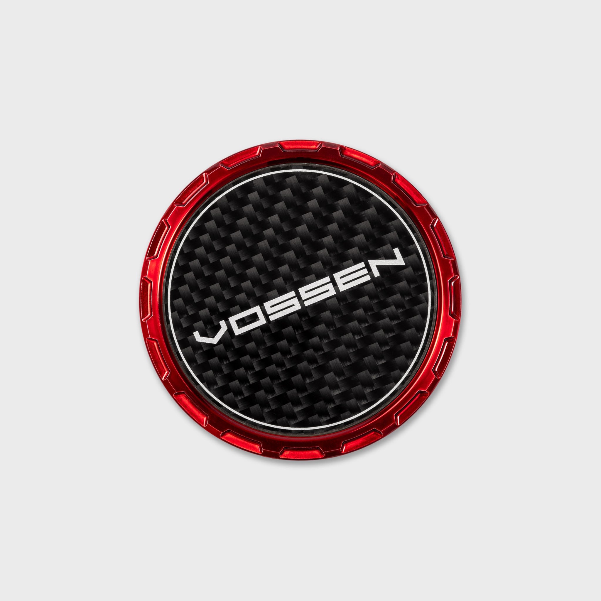 Vossen Classic Carbon Billet Sport Cap for VF & HF Series Wheels (Vossen Red) - Twill Weave Carbon