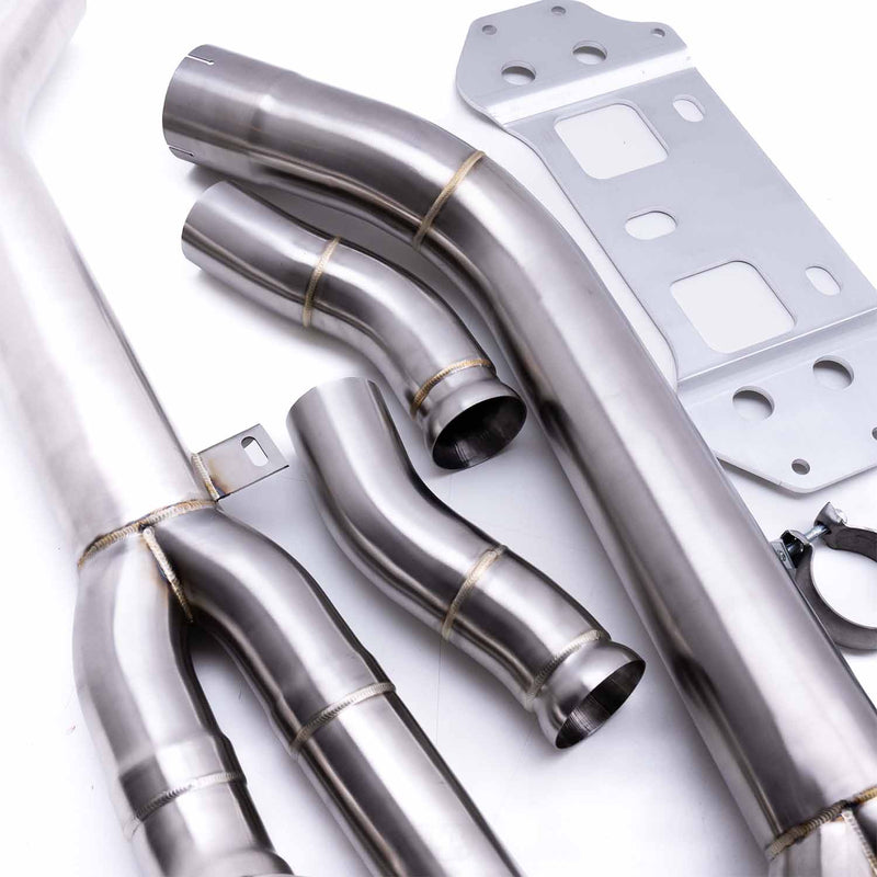 Deep Tone Industries BMW G80/G81 M3 & G82/G83 M4 Non-Resonated Wide Single Midpipe With Brace (2021+)