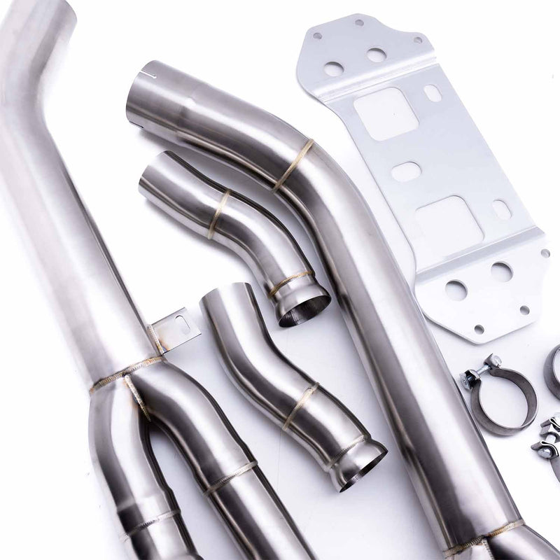 Deep Tone Industries BMW G80/G81 M3 & G82/G83 M4 Non-Resonated Wide Single Midpipe With Brace (2021+)