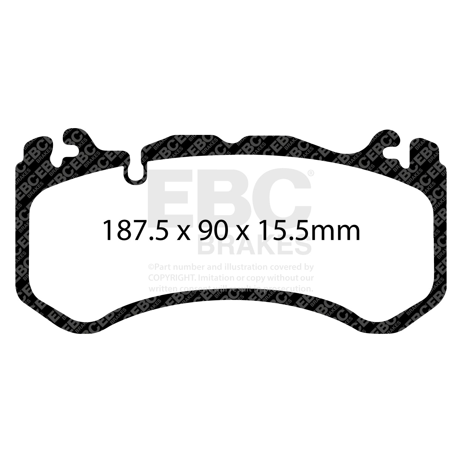 EBC Bluestuff NDX Front Brake Pads For Mercedes AMG Vehicles (C63, E63, AMG GT & more) DP51939NDX Dimensions