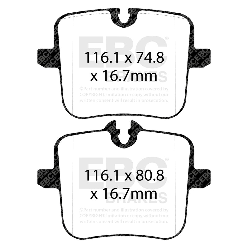 EBC Bluestuff Rear Brake Pads For BMW F90 M5, F92 M8, F95 X5M & F96 X6M (5000 Series Track Day Set DP52320NDX) Size