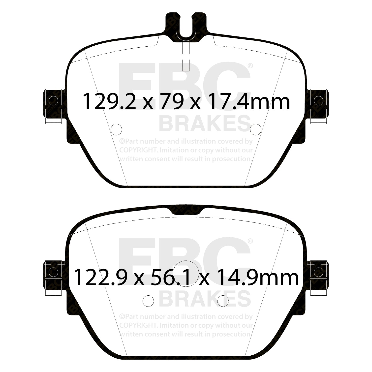 EBC Brakes Rear Brake Pads For Mercedes AMG Vehicles DP42314R Dimensions